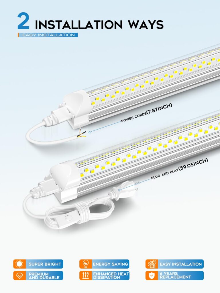 ELEKICO 8ft Led Shop Light, Super Bright 100w 5000k 15000lm 8' Led Shop Lights 8ft, Linkable 96" 8 Foot Shop Light 8 Ft for Garage Warehouse Factory Barn Garage 10pack - Image 6