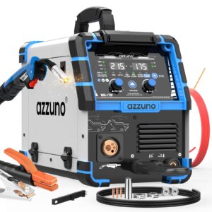 AZZUNO Single PULSE Aluminum MIG Welder Machine 175Amp, 110V 220V 5-in-1 Multiprocess Welding Machine with PULSE Aluminum MIG/Flux MIG/Gas MIG/Stick/Lift TIG Welding, Wire Feed Welder