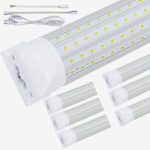 FTUBET (6-Pack), 8FT LED Shop Light, Super Bright 120W Shop Lights, 18800LM 5000K 8 Foot Led Lights, Linkable 96" Shop Lights Lighting for Garage with Plug, U Shape T8 8' Led Light Fixtures