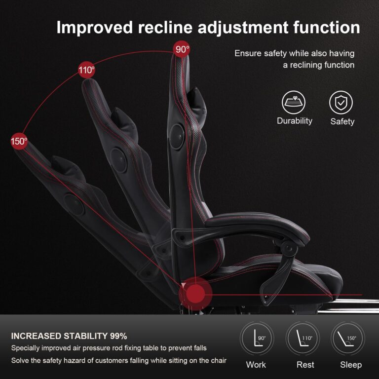GTPLAYER Chair Computer Gaming Chair (Leather, Red) - Image 4