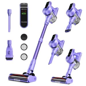 Cordless Vacuum Cleaner, 40Kpa 45Mins Vacuum Cleaners for Home, 8-in-1 Lightweight Stick Vacuum with Powerful Suction, Anti-tangle Wireless Vacuum for Carpet, Tile, Pet Hair, Hardwood Floors, Purple