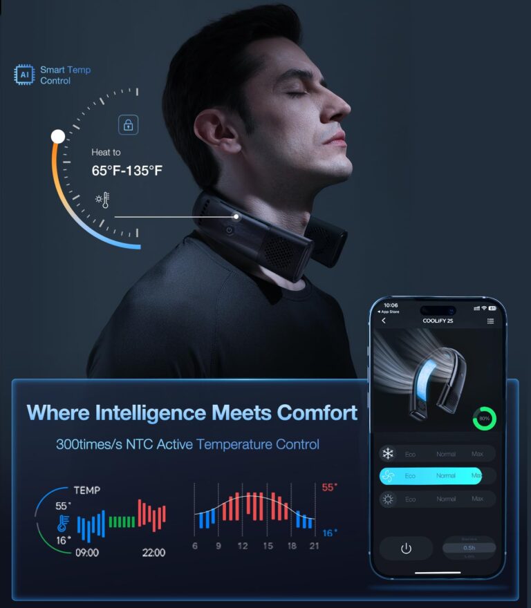 TORRAS COOLiFY 2S【Extended Battery Version】 Neck Air Conditioner 【28 Hrs Cooling】, Portable Personal Cooler Neck Fan, App Control Rechargeable Neck Fans that blow cold air for travel - Image 2