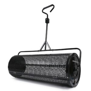 Garden Tailor Compost Spreader 44 Inch Towable Peat Moss Spreader with Installation Accessories, Metal Mesh Roller Lawn Spreader for Top Soil, Manure, Mulch, Top Dressing - Garden spreaders for lawns