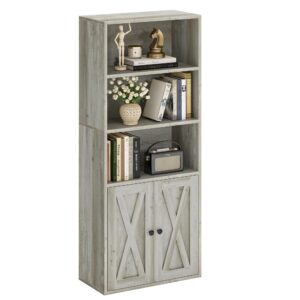 IRONCK Industrial Bookshelves and Bookcases with Doors 11.8 in Depth Floor Standing 5 Shelf Display Storage Shelves Bookcase Home Decor Furniture for Home, Office, Living Room, Bedroom