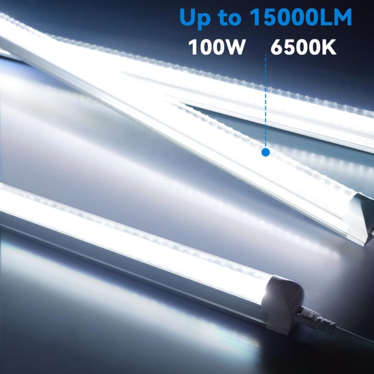 JESLED LED Shop Light 8FT, 100W 6500K Cool White, 15000LM High Output, V Shape, T8 Linkable 8 Foot LED Tube Lights for Garage, Warehouse, Plug and Play, Clear Cover - Image 7