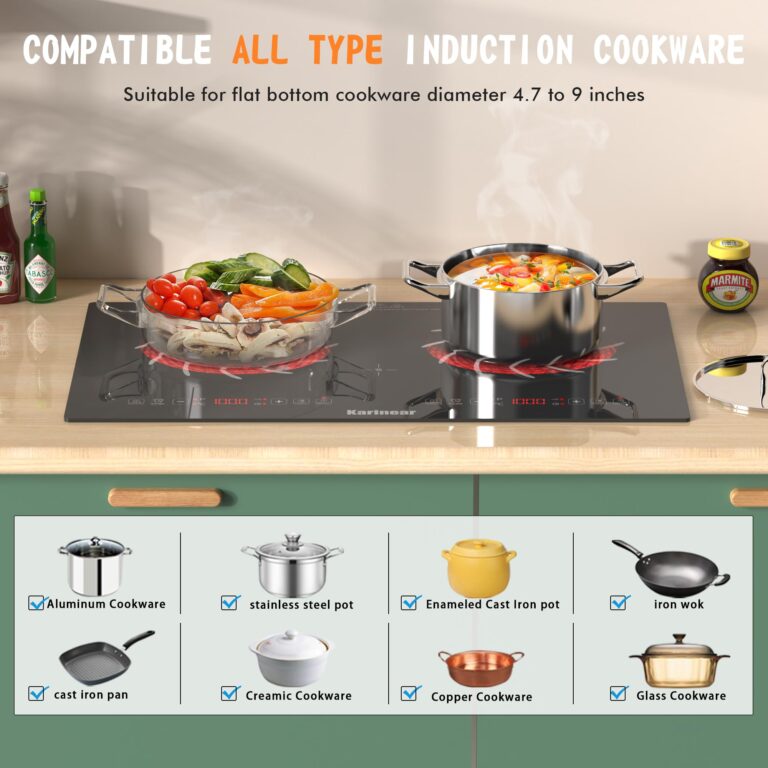 Karinear 2 Burners Electric Cooktop 110v, Portable Electric Stove top 24 Inch Countertop Burner, Radiant Ceramic Cooktop, Sensor Touch, Timer, Safety Lock - Image 4