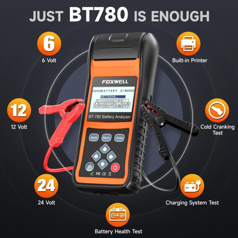 FOXWELL BT780 Car Battery Tester, 12V 24V Battery Load Tester with Printer 100-2000CCA Digital Automotive Cranking Charging System Analyzer for Car Motocycle Heavy Duty Truck Marine SUV Boat - Image 7