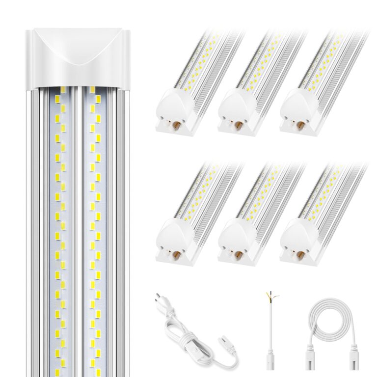 ELEKICO 6 Pack 100w 8ft Led Shop Light, Super Bright 15000lm 5000k V Shape 8' Led Shop Lights, Linkable 8 Foot Led Shop Lights for Garage Warehouse, Supermarket, Basement, Barn, Storage Area