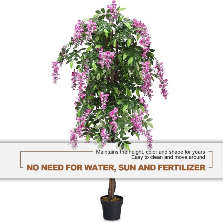 Goplus 6FT Ficus Artificial Tree, 2 Pack Fake Wisteria Tree in Nursery Pot, Greenery Faux Floor Plant, Tall Artificial Plants for Indoor Outdoor Bedroom Living Room Decor - Image 6