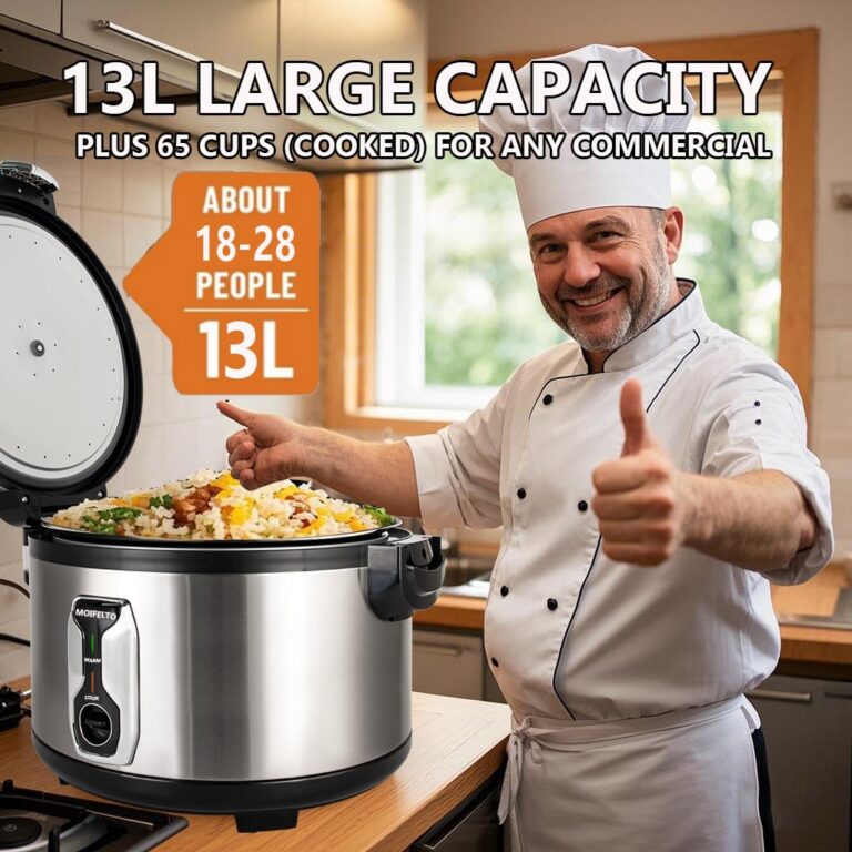 MOIFELTO 13.8QT Large Commercial rice cooker 65 cups cooked Stainless Steel rice Commercial Electiric Rice Warmer for 14-25 people, with One-Touch Operation | Auto Keep Warm | Non-Stick Inner Pot - Image 9