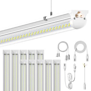 ONLYLUX 8FT LED Shop Lights 6000K White 100W, 15000lm Workshop led Light V Shape, Plug and Play, Hanging/Surface Mount Install, 8 Foot led Lights for Garage,10 Pack