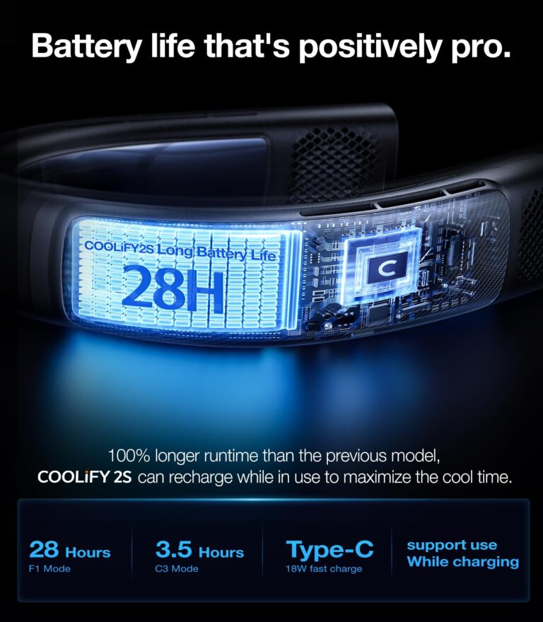 TORRAS COOLiFY 2S【Extended Battery Version】 Neck Air Conditioner 【28 Hrs Cooling】, Portable Personal Cooler Neck Fan, App Control Rechargeable Neck Fans that blow cold air for travel - Image 5