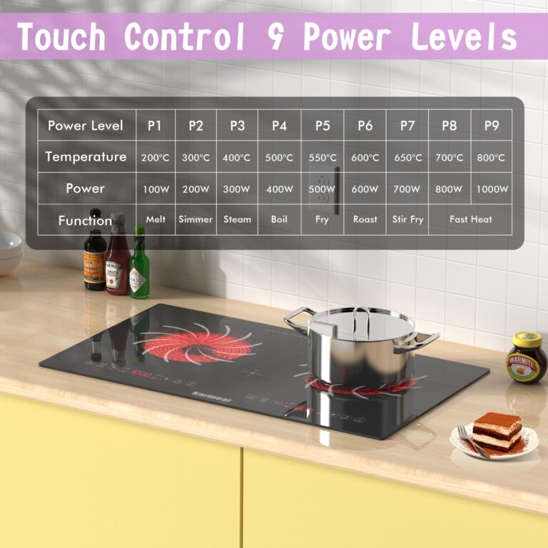 Karinear 2 Burners Electric Cooktop 110v, Portable Electric Stove top 24 Inch Countertop Burner, Radiant Ceramic Cooktop, Sensor Touch, Timer, Safety Lock - Image 2