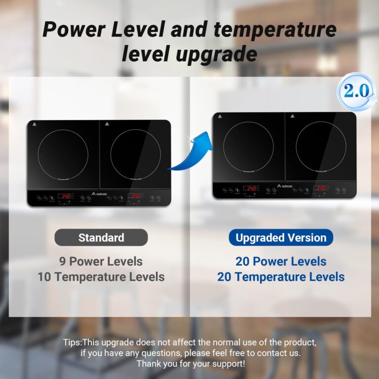 Aobosi Double Induction Cooktop Burner with 240 Mins Timer, 1800w 2 Induction Burner with 10 Temperature 9 Power Settings, Portable Dual Induction Cooker Cooktop with Touch Sensor Control & Child Safety Lock - Image 2