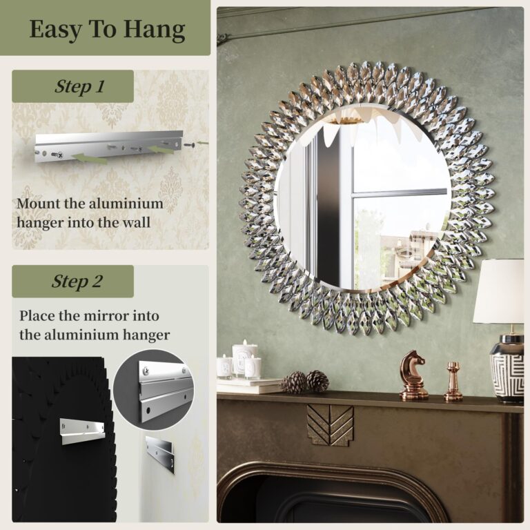 Kelly Miller Jeweled Mirror for Wall, 28 Inch Round Luxury Mirror with Sparkling Diamonds Beveled Modern Wall Decor for Bathroom, Living Room, Bedroom, Hallway - Image 6