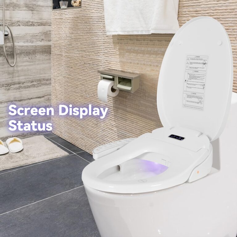 Electric Bidet Toilet Seat, Warm Water Bidet for Rear and Front Washing, Self-Cleaning Nozzle, Elongated V-shaped Heated Toilet Seat with Dryer, Touch Panel, SoftClose Lid, LED Light and Deodorization - Image 7