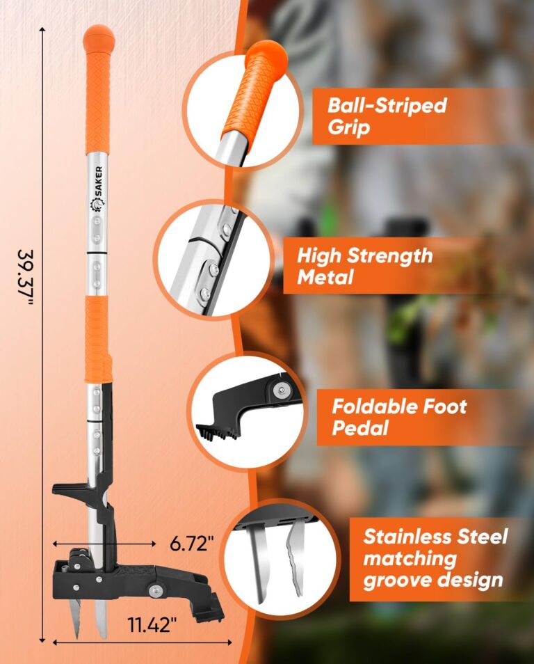 Saker Weed Puller Tool Stand Up Garden Tool with Long Handle & Stainless Steel Claws + 22V Cordless Electric Garden Tiller, 9-Inch Tilling Width, 6.3-Inch Depth, 2 Batteries & Charger Included - Image 2