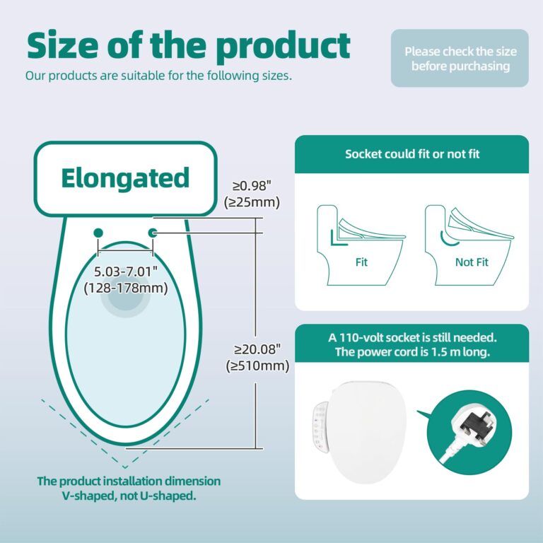 Electric Bidet Toilet Seat, Warm Water Bidet for Rear and Front Washing, Self-Cleaning Nozzle, Elongated V-shaped Heated Toilet Seat with Dryer, Touch Panel, SoftClose Lid, LED Light and Deodorization - Image 3