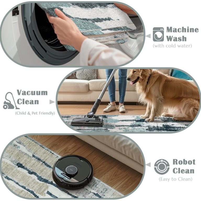 jinchan Area Rug 6x9 Modern Abstract Washable Living Room Rug Blue Multi Soft Contemporary Home Decor Non Slip Backing Carpet for Bedroom Dining Room - Image 4