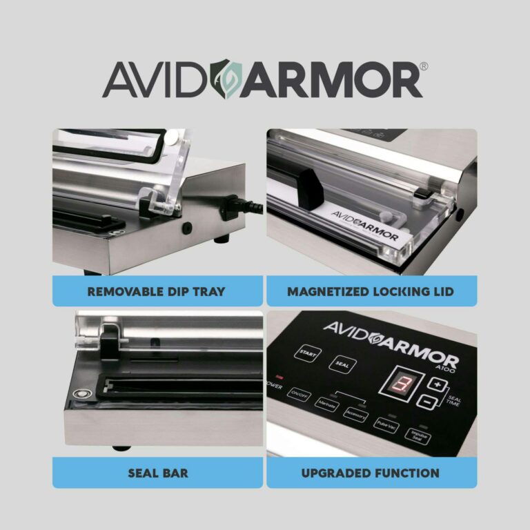 Avid Armor Vacuum Sealer Machine - A100 Stainless Construction, Clear Lid, Commercial Double Piston Pump Heavy Duty 12 Wide Seal Bar Built in Cooling Fan Includes 30 Pre-cut Bags and Accessory Hose - Image 7