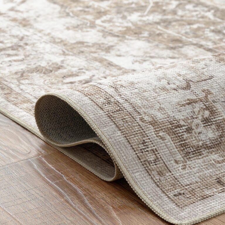 jinchan Area Rug 6x9 Washable Living Room Rug Indoor Large Vintage Floor Cover Distressed Taupe Multi Lightweight Non Slip Thin Carpet for Kitchen Bedroom Dining Room - Image 3