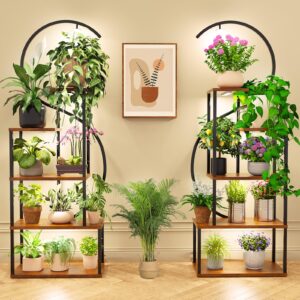Plant Stand Indoor with Grow Lights, Large Plant Stands for Indoor Plants Multiple, 67" Tall Plant Shelf Indoor, 10 Lights Tiered Plant Holder, Lighted Corner Plant Stand for Home Decor (Left & Right)