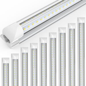 JESLED LED Shop Light 8FT, 100W 6500K Cool White, 15000LM High Output, V Shape, T8 Linkable 8 Foot LED Tube Lights for Garage, Warehouse, Plug and Play, Clear Cover