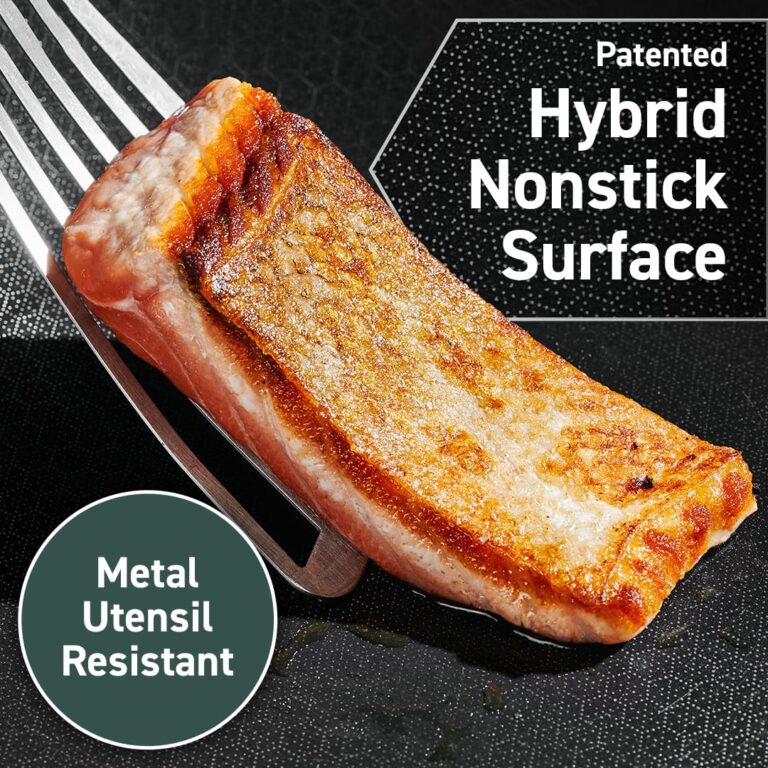 HexClad Hybrid Nonstick 7-Quart Sauté Pan with Tempered Glass Lid, Chicken Fryer, Stay-Cool Handles, Dishwasher-Friendly, Oven-Safe Up to 900°F, Induction-Ready, Compatible with All Cooktops - Image 5