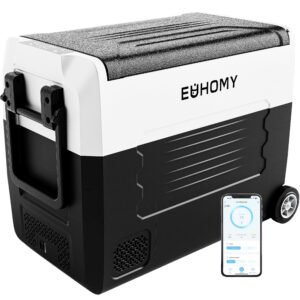 EUHOMY 12 Volt Refrigerator, 58QT(55L) 12V Fridge, Electric Cooler 12/24V DC 120-240V AC -4℉~68℉, 12V Freezer Removable Divider, Car Fridge For Camping, RV, Travel, Fishing, Outdoor