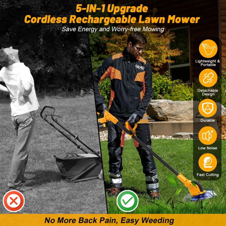 12 Inch Electric Weed Wacker, Lightweight Electric Weed Eater,800W Brushless Motor, 6000mAH, 2 Batteries, Multifunctional Grass Trimmer Lawn Tool,Yellow - Image 3