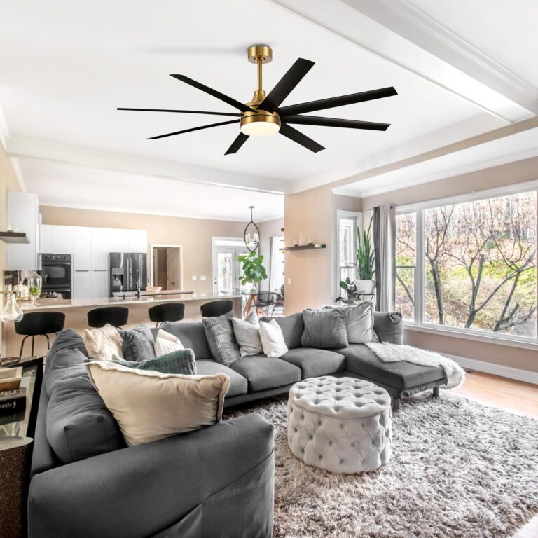 65 Inch Ceiling Fan with Light and Remote, 8-Blade, Reversible DC Motor, 6-Speed, Timer, Industrial Ceiling Fans with Led Light Chandelier for Bedroom Office (Gold & Black) - Image 8