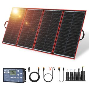 DOKIO 300w 18v Portable Foldable Solar Panel Kit (21x41inch, 17lb) Solar Charger with Controller 2 USB Output to Charge 12v Batteries/Power Station (AGM, Lifepo4) Rv Camping Trailer Emergency Power………