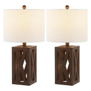 JONATHAN Y JYL1062A-SET2 Stewart 21.5" Wood LED Table Lamp Farmhouse, French Country, Rustic, Bohemian, Bedroom, Living Room, Office, College, Bookcase, Brown (Set of 2)