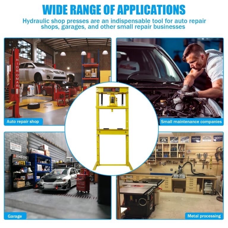 H-Frame Garage Floor 20 Ton Hydraulic Shop Press with Adjustable Working Table Height, Yellow - Image 2