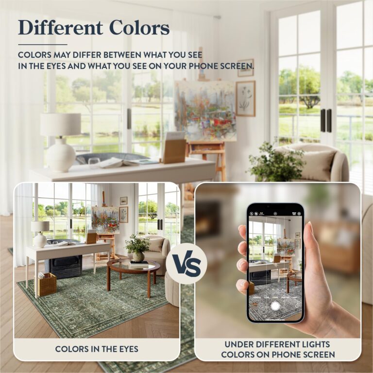 Lahome Large Dark Olive Green Area Rugs, Washable Area Rugs 9x12 Living Room, Boho Bedroom Rug Under Bed, Soft Stain Resistant Non-Shedding Thin Carpet for Dining Room Apartment - Image 7