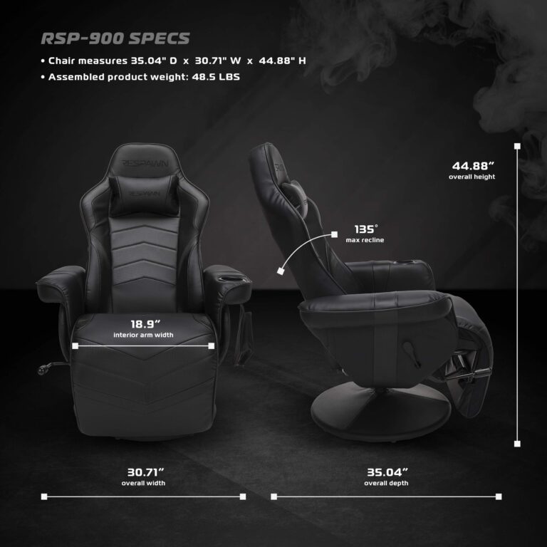 RESPAWN 900 Gaming Recliner - Video Games Console Recliner Chair, Computer Recliner, Adjustable Leg Rest and Recline, Recliner with Cupholder, Reclining Gaming Chair with Footrest - Black - Image 2