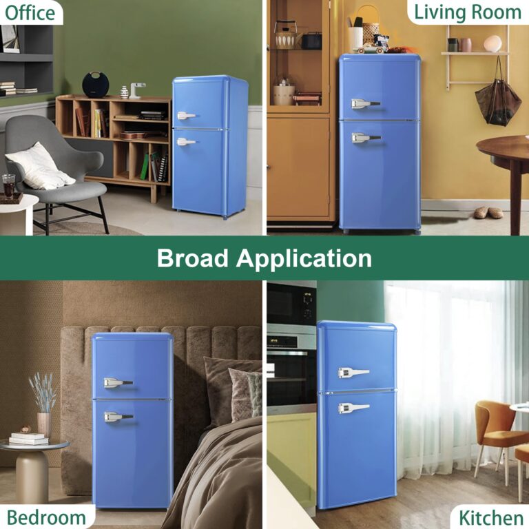 Gshop FLS-80G-BLUE Dorm Mini Refrigerator 3.5 Cu. Ft, Adjustable Thermostat Small Retro Fridge with Separate Freezer for Apartment, Office, Home, Blue - Image 2