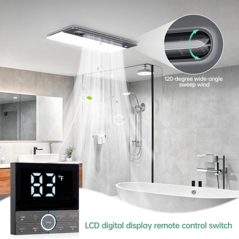 VallisCo Bathroom Exhaust Fan with Light and Heater, 4 in 1 Bathroom Fan with Heater, 1900W Heating Power, Remote Control, Quiet & Powerful for Ventilation, Lighting, Heating, and Drying - Image 3