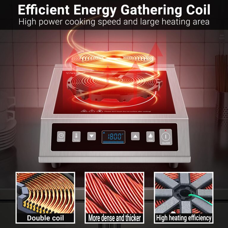 AMZCHEF Induction Cooktop Commercial, Professional Portable Induction Burner, 1800W Countertop Stove Burner with ETL-Certified Induction Hot Plate 3 Hours Timer,8 Temperature & Power Levels,LCD Screen - Image 8
