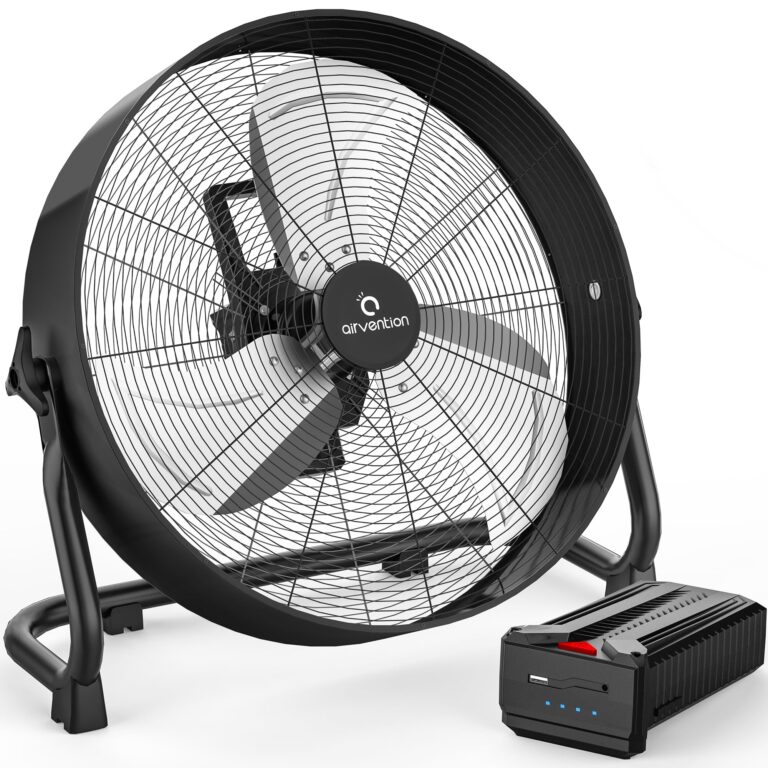 Airvention 15600mAh Rechargeable Battery Operated Drum Fan,16 inch Black Industrial High Velocity Floor Fan, Camping Fan for Gym Garage Outdoor Indoor, AI-F601