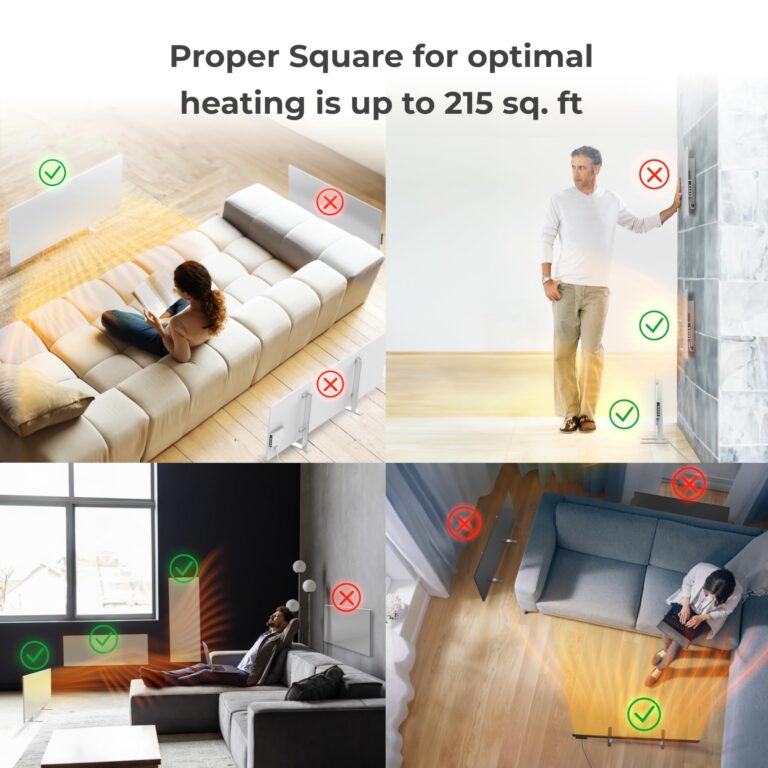 AENO Infrared Heater - With Thermostat - 700 Watt Energy Saving Panel Electric Heater - Smart Wall Mount or Freestanding Space Heater For Indoor with WiFi, Reddot Winner 2023, White - Image 6