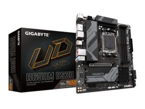 GIGABYTE B650M DS3H (AM5/ LGA 1718/ AMD/ B650/ Micro ATX/ 5-Year Warranty/ DDR5/ PCIe 4.0 M.2/ PCIe 4.0/ USB 3.2 Gen2X2 Type-C/ 2.5GbE LAN/Motherboard)