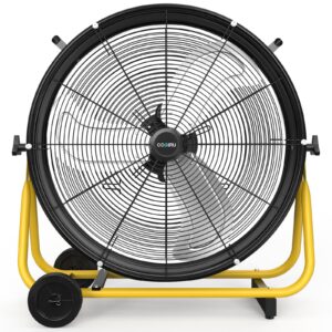 CCGIRU 24" High Velocity Industrial Drum Fan, 8800 CFM 3-Speed Heavy Duty Metal Air Circulator with Casters Handle for Warehouse, Workshops, Garage, Factory and Basement - UL Listed