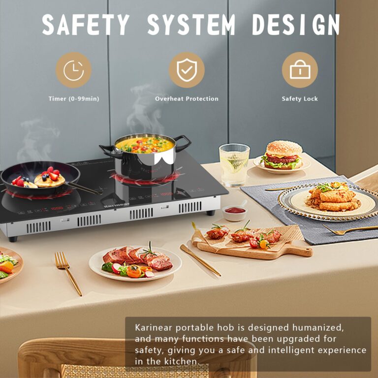 Karinear 2 Burners Electric Cooktop 110v, Portable Electric Stove top 24 Inch Countertop Burner, Radiant Ceramic Cooktop, Sensor Touch, Timer, Safety Lock - Image 6