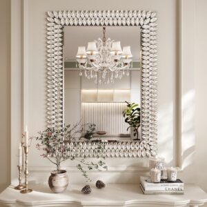 Kelly Miller 30"x40" Jeweled Bathroom Wall Mirror, Large Rectangle Mirror Decorative Mirror Luxury Vanity Mirror with Diamonds for Master Bath Half Bath Living Room Bedroom Fireplace Mantle Entryway