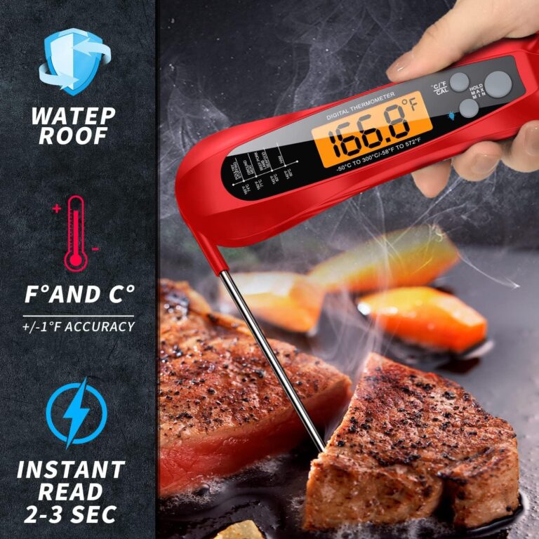 NIUTA Meat Thermometer Digital, 1 Sec Instant Read, NIST Certified Accurate to ±0.5℉, Ultra Bright LED Screen, 100% Waterproof, Auto-Rotate, BBQ/Smoker/Candy, Valentines Gift, HD-AAA - Image 8