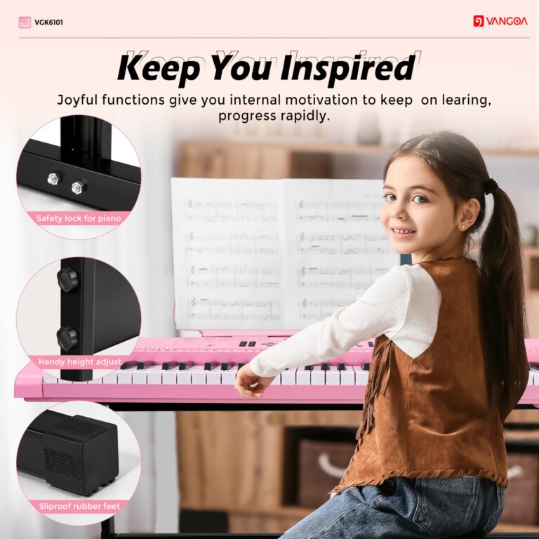 Vangoa Pink Piano Keyboard 61 Key, Electric Keyboard Kit Portable Music Keyboard for Kids Students with Microphone, 600 Tones, 400 Rhythms, 50 Demos, Gift for Beginners - Image 6