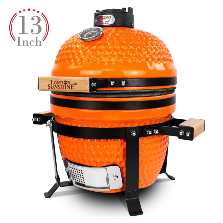 London Sunshine Ceramic Charcoal BBQ Kamado Grill Smoker - Portable Tabletop Cadet Series -Orange - Image 7