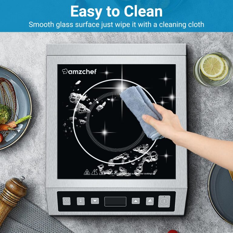 AMZCHEF Induction Cooktop Commercial, Professional Portable Induction Burner, 1800W Countertop Stove Burner with ETL-Certified Induction Hot Plate 3 Hours Timer,8 Temperature & Power Levels,LCD Screen - Image 4