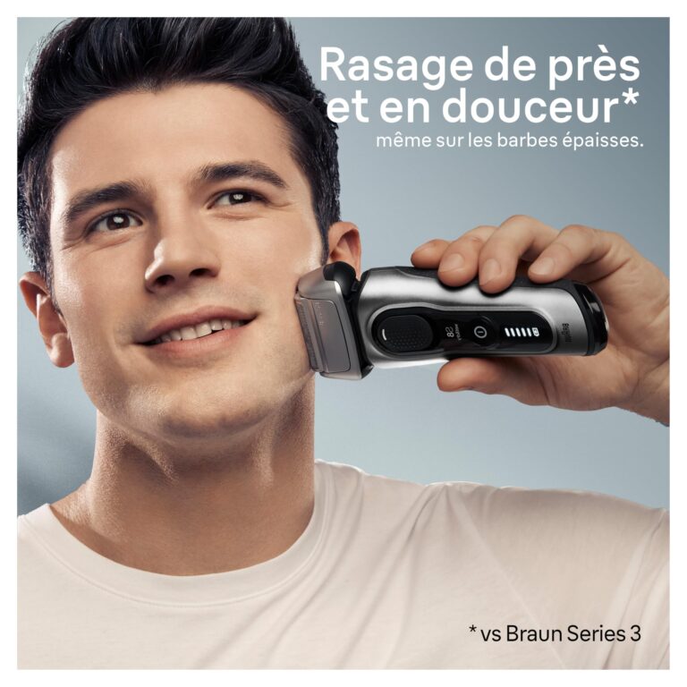 Braun Series 8 Electric Razor for Men, with 4+1 Shaving Elements & Precision Long Hair Trimmer, Close & Gentle Even on Dense Beards, Wet & Dry Electric Razor with 60min Runtime, 8517s Galvano Silver - Image 2